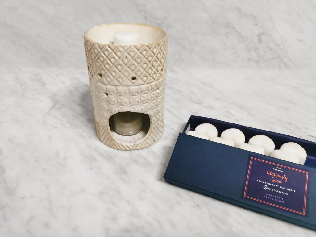 Stoneware Oil & Wax Melt Burner - Elegant Aroma Experience