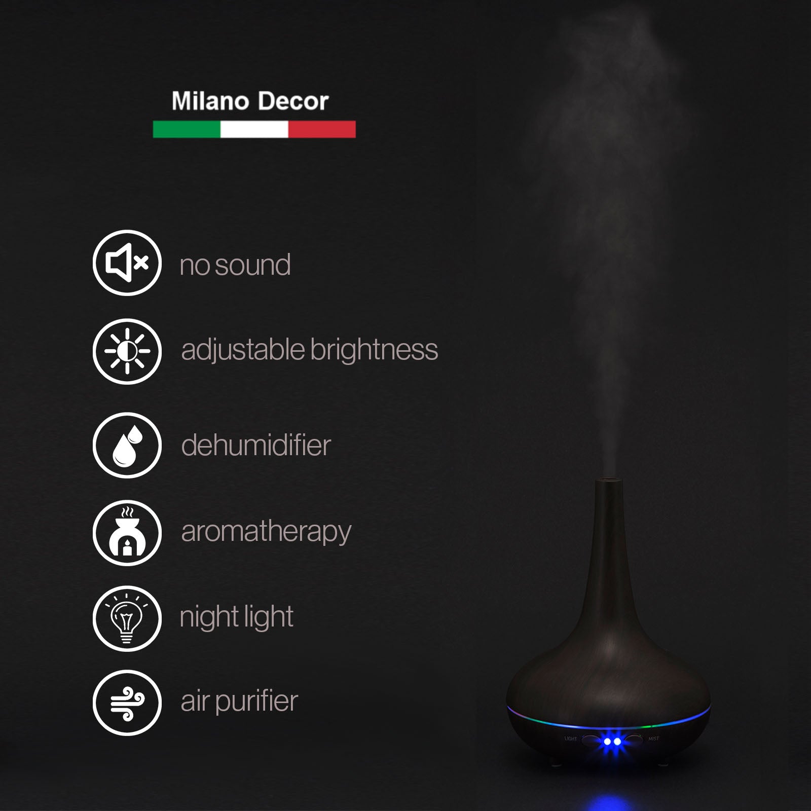 Oil Diffuser & Humidifier - Milano Ultrasonic Aromatherapy