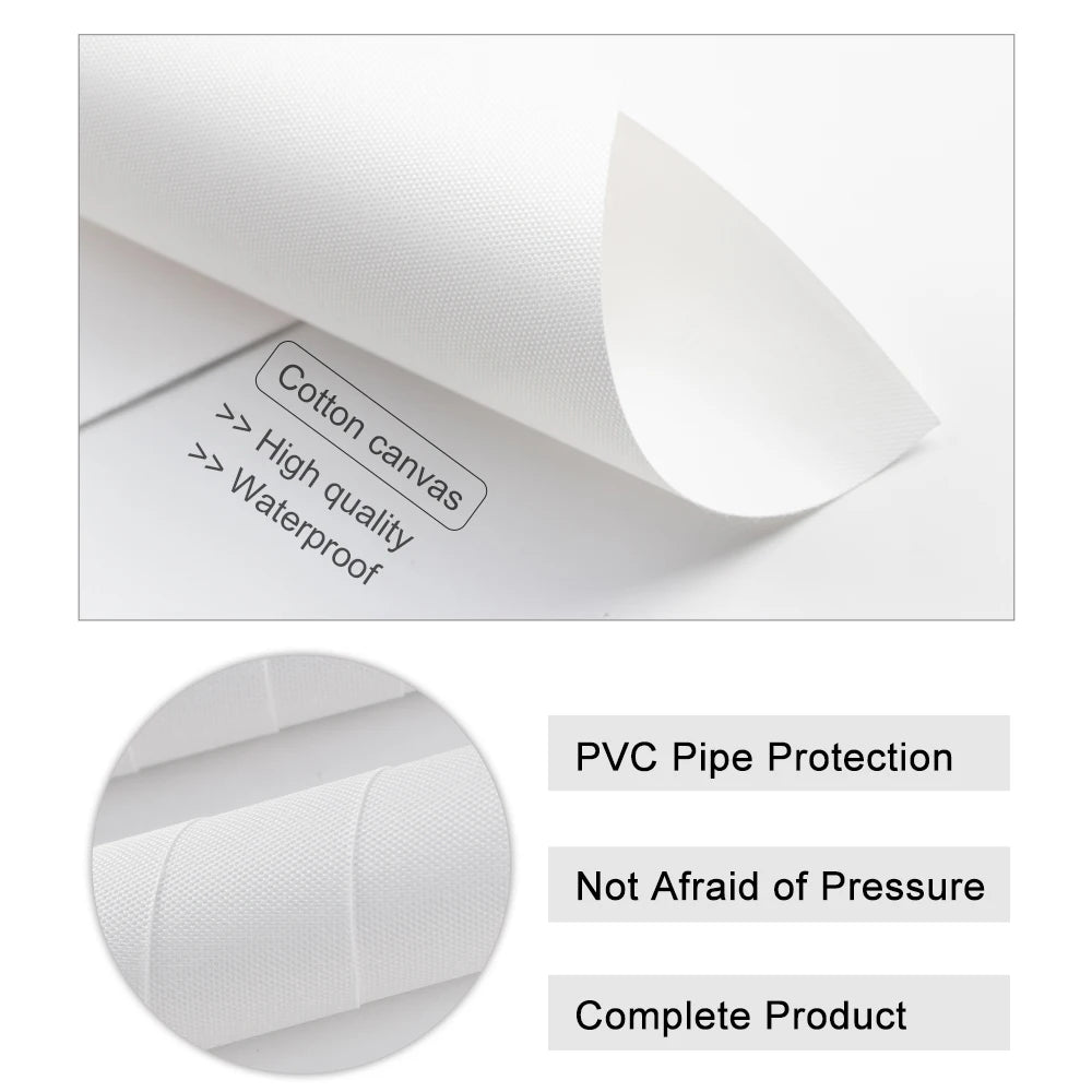 White fabric with text on a white background