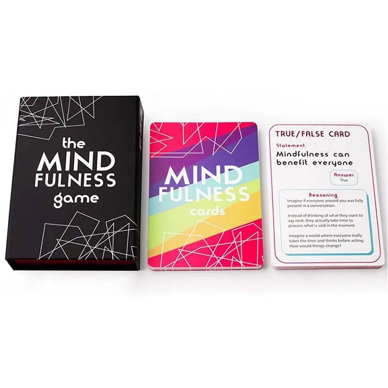 Mindfulness game set with cards and a box on a white background