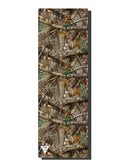 Camouflage-patterned mat with a visible brand logo on a white background